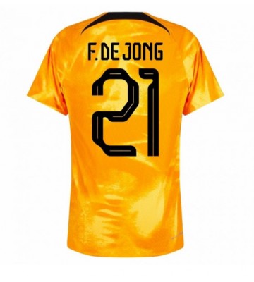 Lacne Muži Futbalové dres Holandsko Frenkie de Jong #21 MS 2022 Krátky Rukáv - Domáci